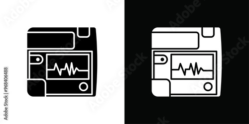Rescue defibrillator icon Thin line flat illustration