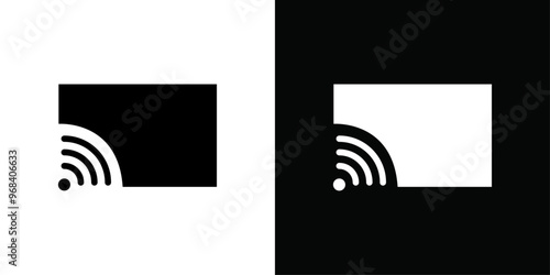 Screen cast icon Thin line flat illustration