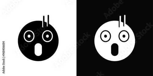 Shocked face icon Thin line flat illustration