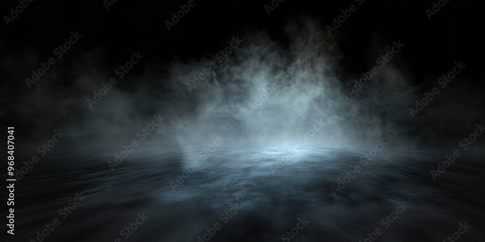 White smoke or fog flowing across the ground. Dark mysterious background. White smoke or fog flowing across the ground. Dark mysterious background.
