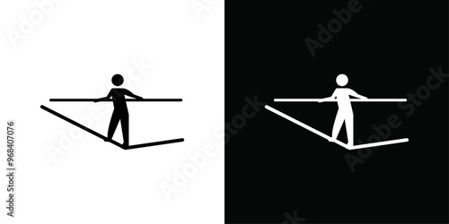 Tightrope walker icon Thin line flat illustration