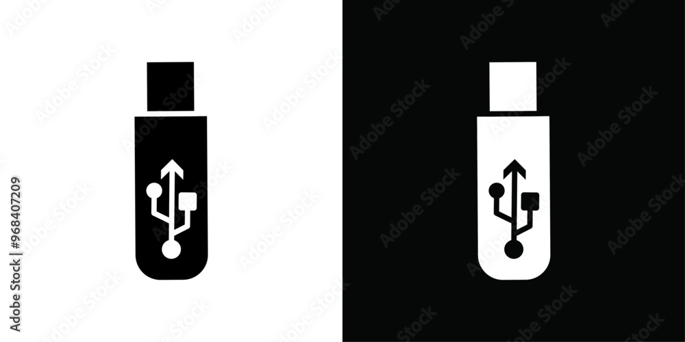 Fototapeta premium Usb stick icon Thin line flat illustration