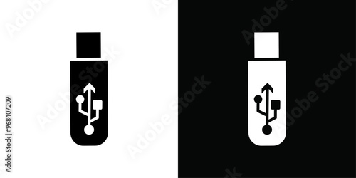 Usb stick icon Thin line flat illustration