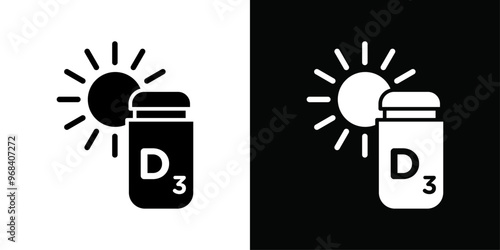 Vitamin D3 icon Thin line flat illustration