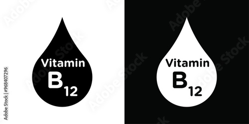 Vitamin B12 drop icon Thin line flat illustration