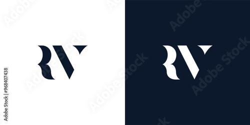 Abstract letter RV logo.