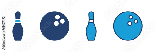 Bowling icon vector. bowling ball and pin icon. bowling pins