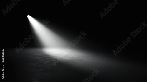 Single Spotlight Beam Illuminates Dark Room, Light Effect Background