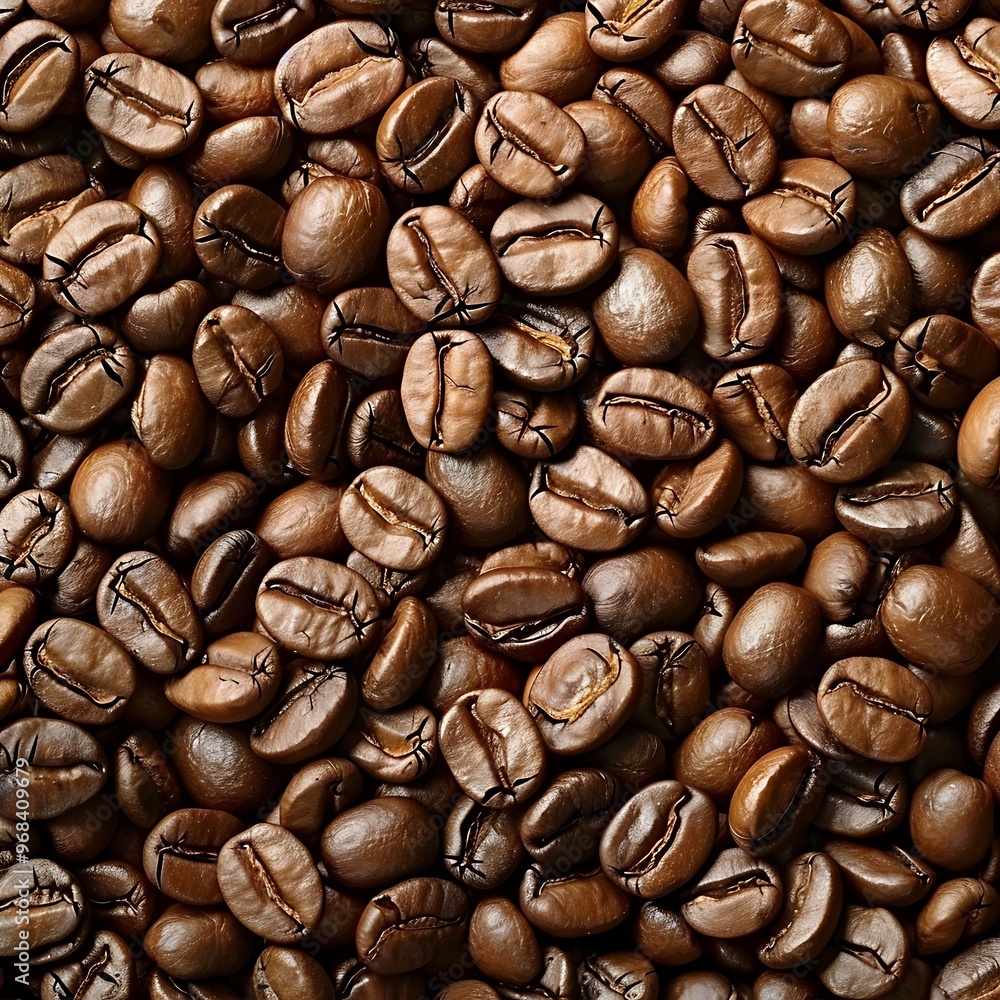 Fototapeta premium Roasted coffee beans background. Close up of roasted coffee beans.