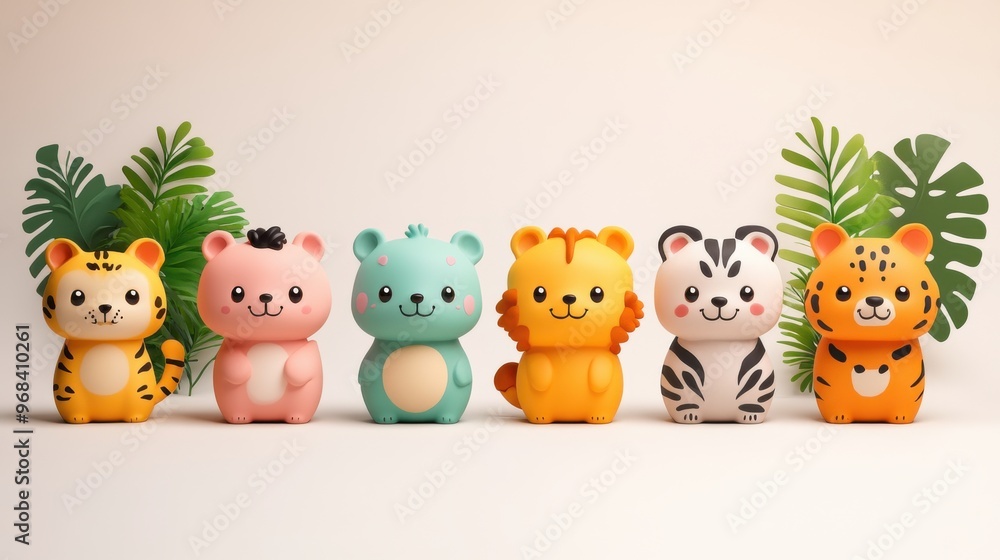 Cute Animals on White Background Cute Animals on White Background