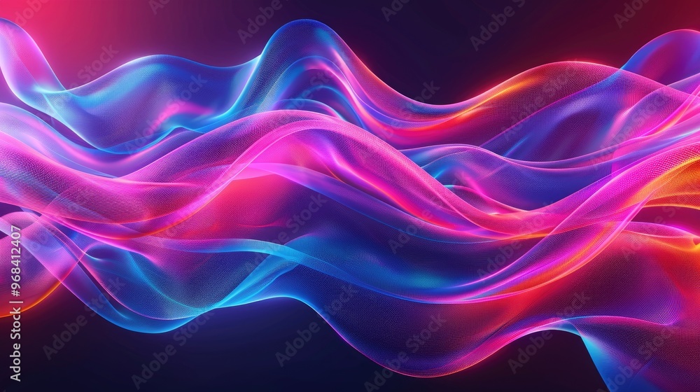 Abstract Neon Wave Pattern on Dark Background Abstract Neon Wave Pattern on Dark Background