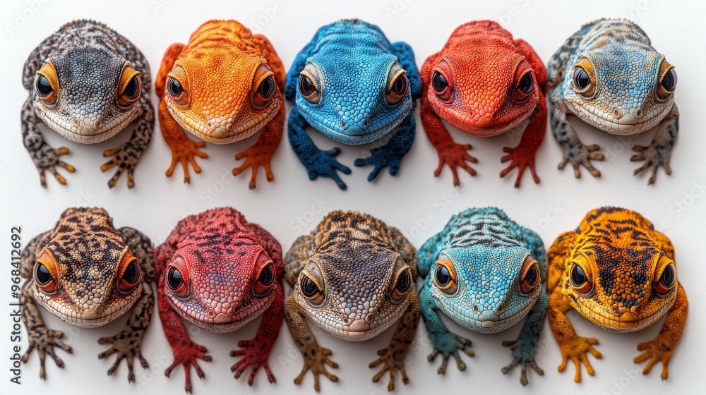 Fototapeta premium Exotic Pets on White Background