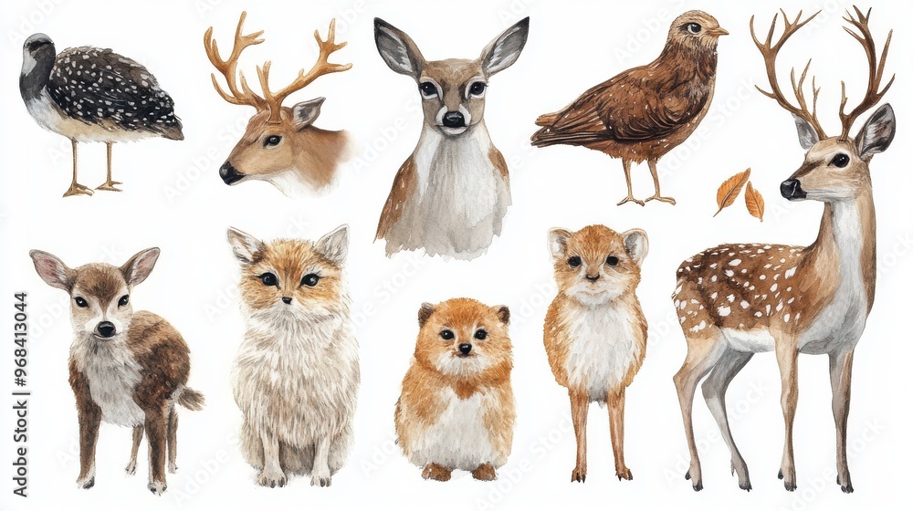 Forest Animals on White Background Forest Animals on White Background