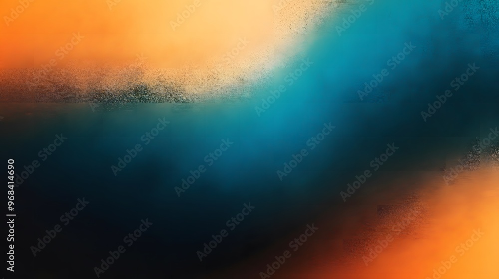 Obraz premium Vibrant orange, blue, teal gradient background with grainy texture, perfect for modern and creative projects that require high contrast and depth. Ideal for tech, futuristic, or artistic themes