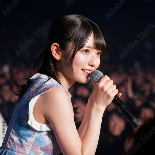 A Japanese woman in her 20s, a shy smile, everyone's idol