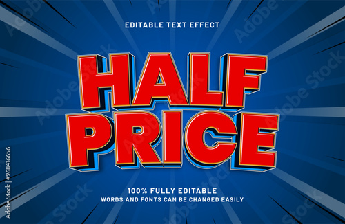 half price editable text effect in sale and discount text style