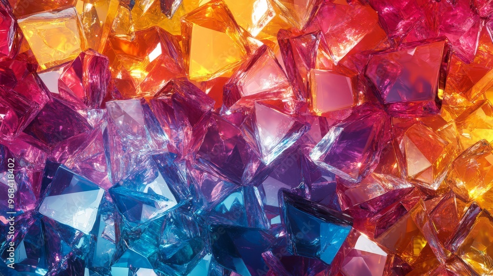Close-up of Multicolored, Reflective, Faceted Gemstones Close-up of Multicolored, Reflective, Faceted Gemstones