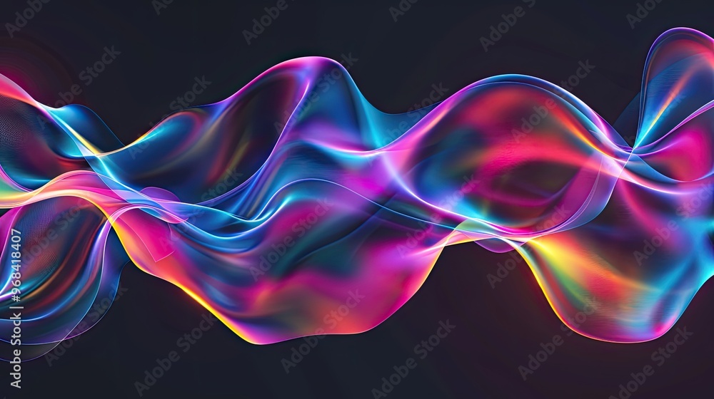 Abstract Neon Wave, Digital Art Abstract Neon Wave, Digital Art