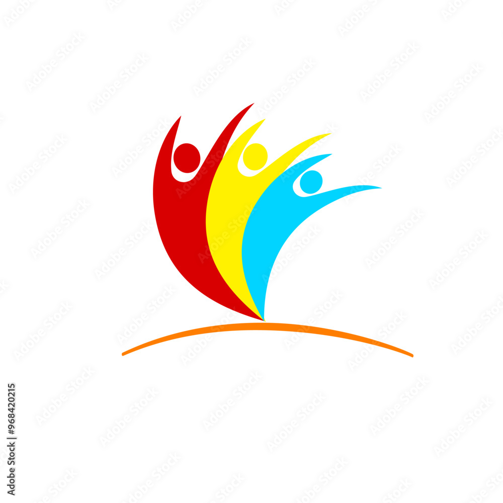 Obraz premium Concept of Group of People, happy team, victory. Vector icon