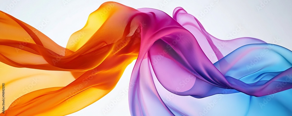 Colorful flowing fabric on white background Colorful flowing fabric on white background