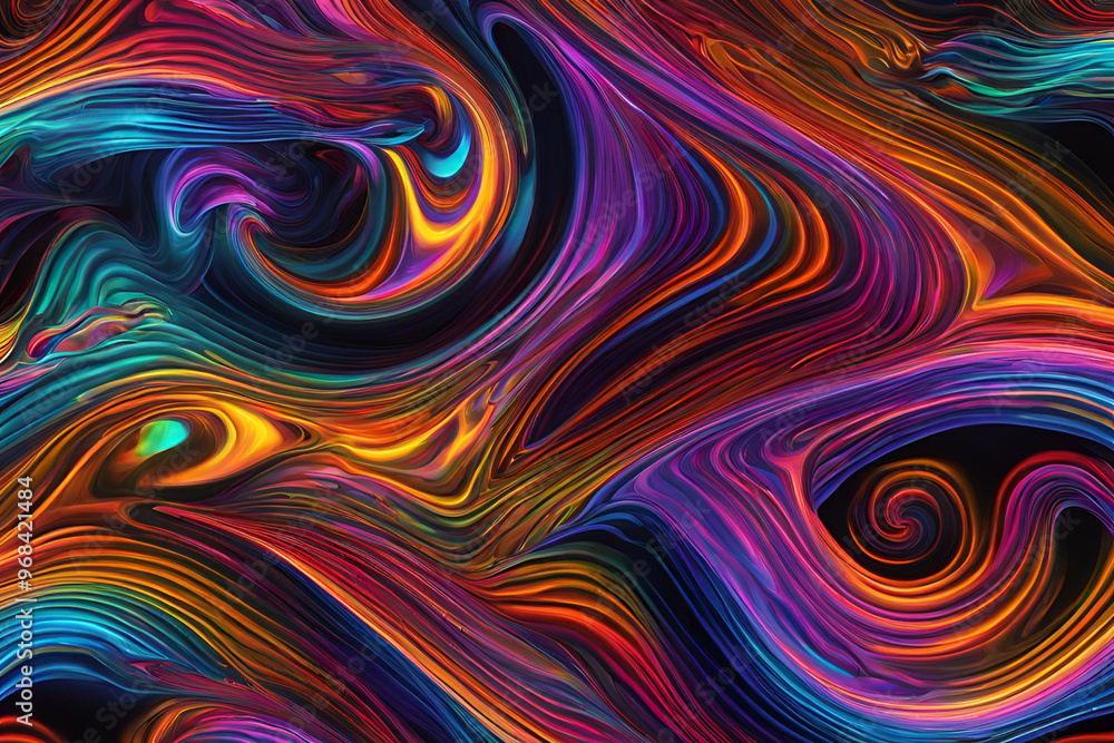 Psychedelic swirls of neon colors captured in a 3d refraction through glass, creating a hypnotic and otherworldly abstract pattern Psychedelic swirls of neon colors captured in a 3d refraction through glass, creating a hypnotic and otherworldly abstract pattern