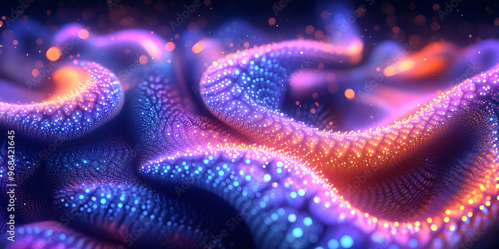 Glowing Abstract Particles: A Flow of Color and Light Glowing Abstract Particles: A Flow of Color and Light