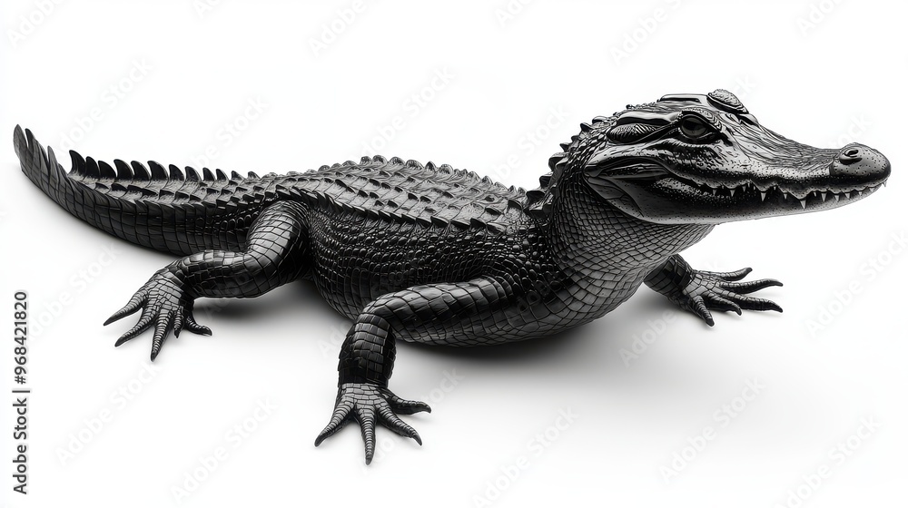 Silhouette of a crocodile on a white background, bold and powerful Silhouette of a crocodile on a white background, bold and powerful
