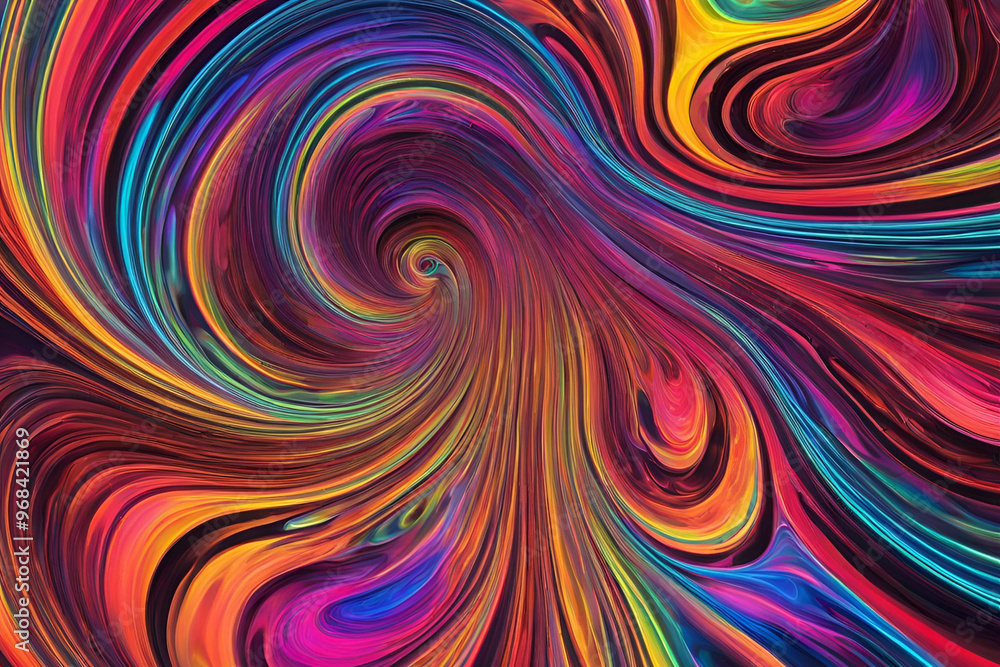 Psychedelic swirls of neon colors captured in a 3d refraction through glass, creating a hypnotic and otherworldly abstract pattern Psychedelic swirls of neon colors captured in a 3d refraction through glass, creating a hypnotic and otherworldly abstract pattern