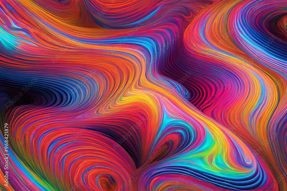 Psychedelic swirls of neon colors captured in a 3d refraction through glass, creating a hypnotic and otherworldly abstract pattern Psychedelic swirls of neon colors captured in a 3d refraction through glass, creating a hypnotic and otherworldly abstract pattern