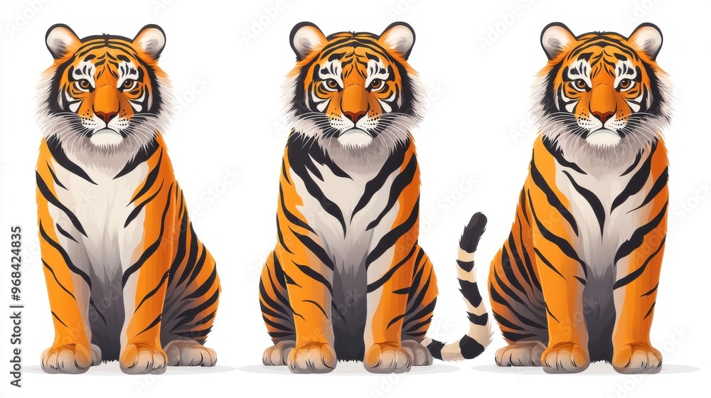 Tigers on White Background Tigers on White Background