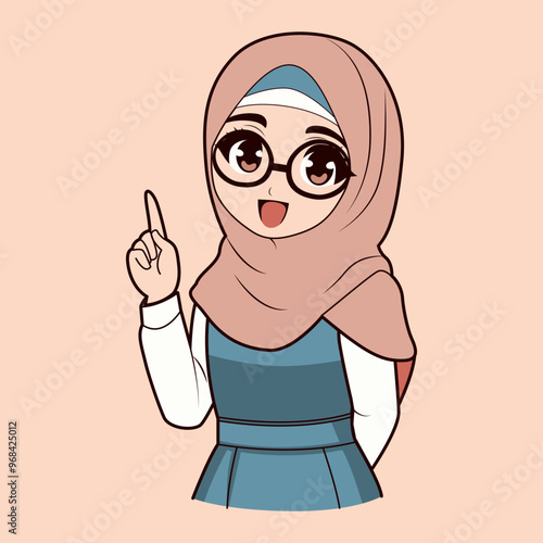 Cute Teacher Cartoon with Hijab 3