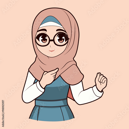 Cute Teacher Cartoon with Hijab 2