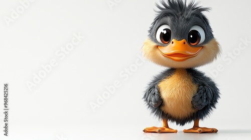 Whimsical cartoon duck in a fun pose with a white background