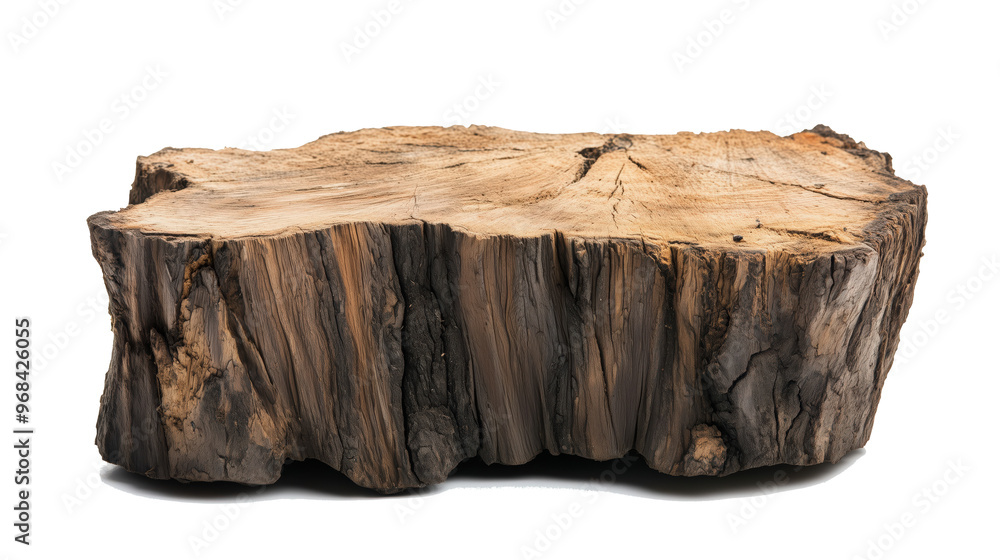 Detailed oak tree stump with natural textures and weathered wood, isolated on a transparent background Detailed oak tree stump with natural textures and weathered wood, isolated on a transparent background