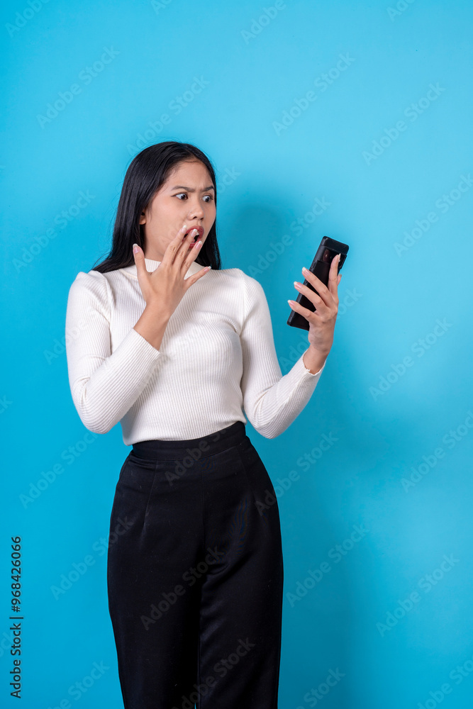 Women are doing various poses on a blue background. Women are doing various poses on a blue background.