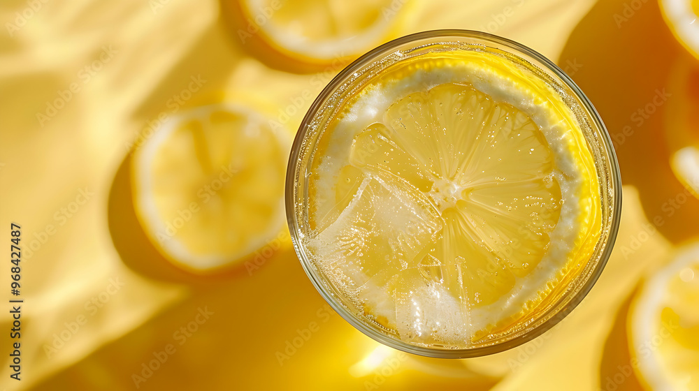 Refreshing Lemon Drink with Ice Cubes and Lemon Slices Refreshing Lemon Drink with Ice Cubes and Lemon Slices
