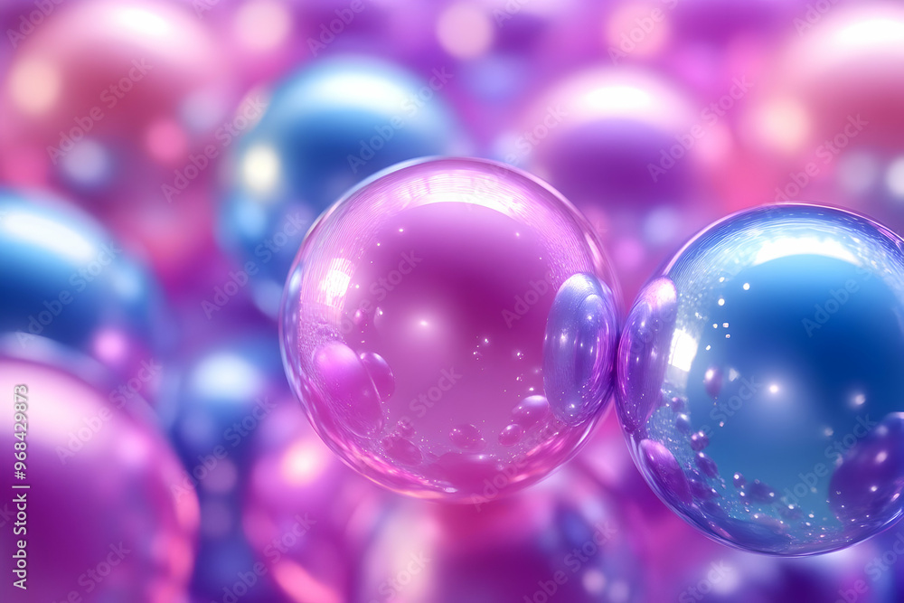 Pink and Blue Reflective Spheres on a Gradient Background Pink and Blue Reflective Spheres on a Gradient Background