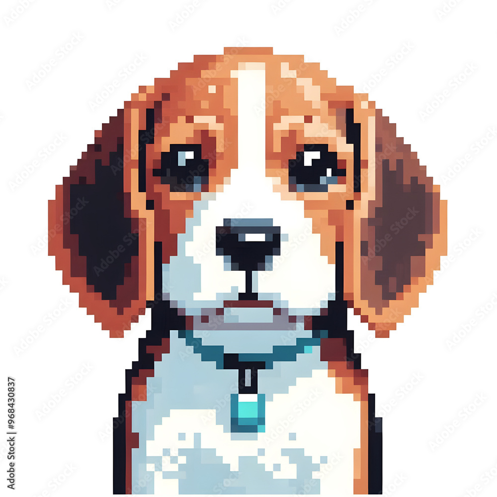 흰 배경, 비글, 픽셀아트 (White background, beagle, pixel art) 흰 배경, 비글, 픽셀아트 (White background, beagle, pixel art)