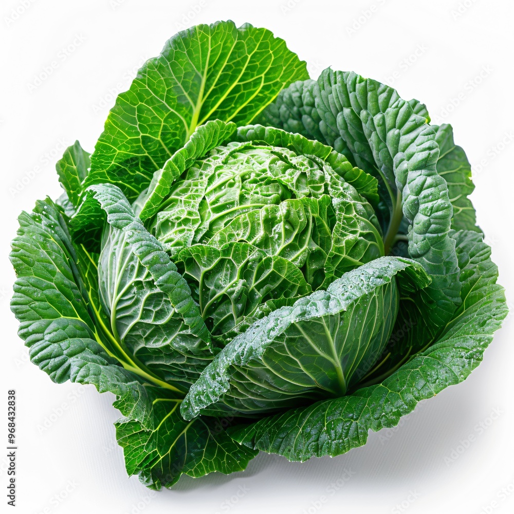 Obraz premium Vibrant Green Cabbage on Pristine White Background