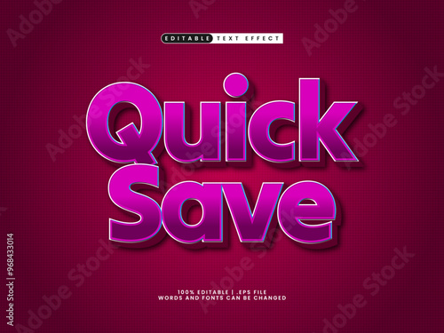 quick save editable text effect in kids and game text style