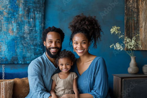 Familia Feliz no sófa da Sala