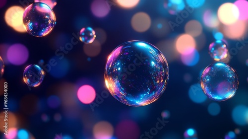 Iridescent Sphere with Bokeh Lights