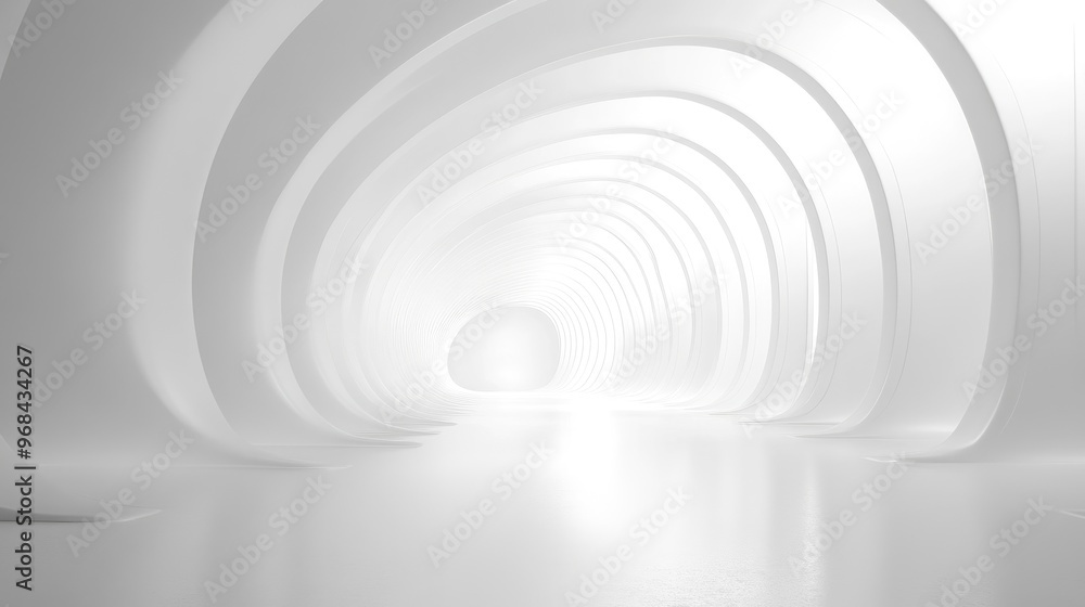 Abstract White Tunnel with Curved Shapes, Minimalist Architecture, 3D Rendering of White Shapes, Abstract White Tunnel with Curved Shapes, Minimalist Architecture, 3D Rendering of White Shapes,