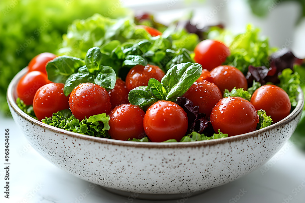 Fresh Garden Salad with Juicy Cherry Tomatoes and Vibrant Greens. Fresh Garden Salad with Juicy Cherry Tomatoes and Vibrant Greens.