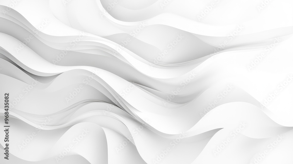 Obraz premium Abstract White Wave Background: Smooth, Modern, Dynamic, Flowing Lines for Design