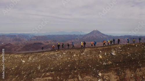 People on top of Gorely volcano