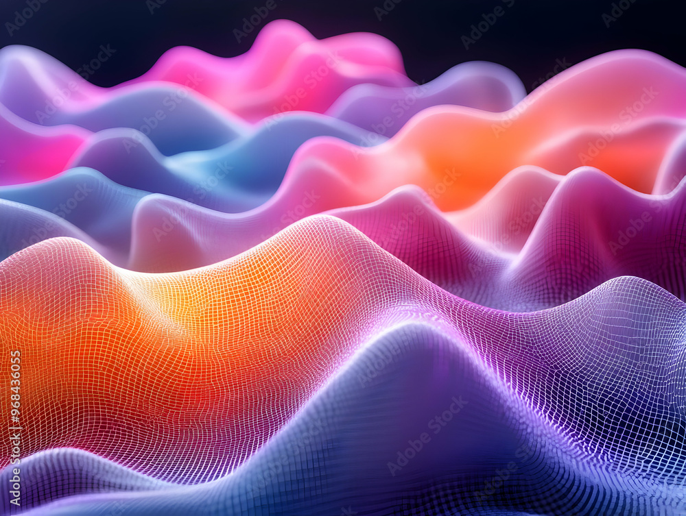 Abstract Background - 3D Render of a Colorful Wavy Landscape Abstract Background - 3D Render of a Colorful Wavy Landscape