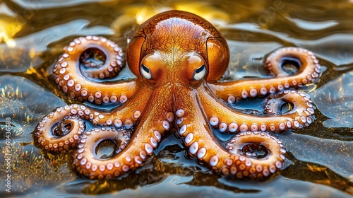 Wallpaper Mural Close up of a Brown Octopus with Suckers in Water Torontodigital.ca