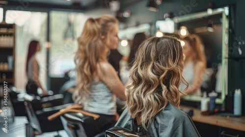 Busy hair salon with stylists working on clients