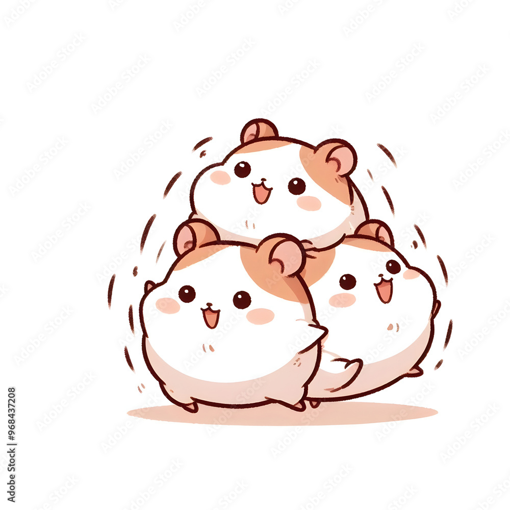 Fototapeta premium 흰 배경, 햄스터, 애니메이션 아트 (White background, hamster, animation art)